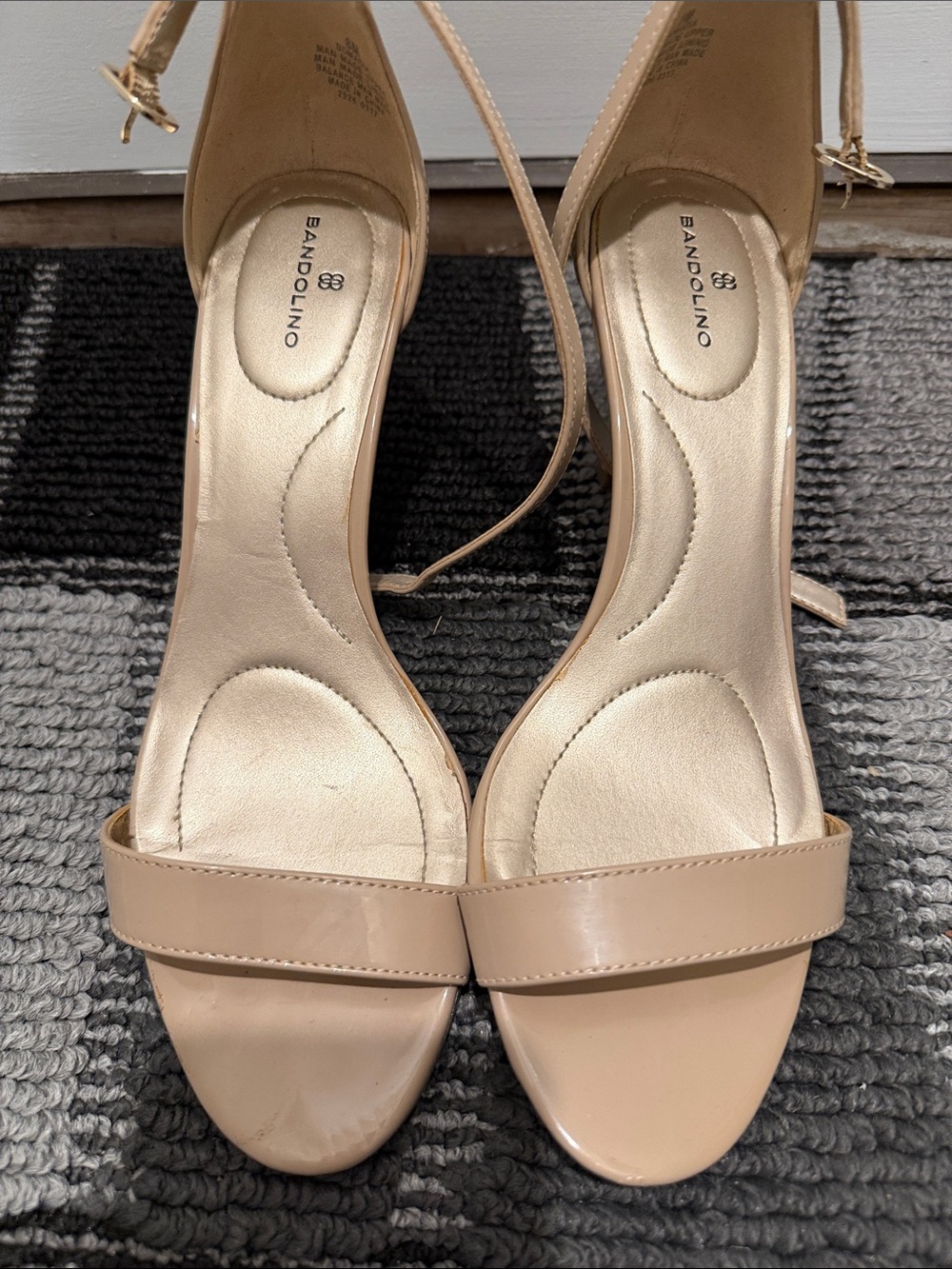 Bandolino Nude Patent Ankle-Strap Heels